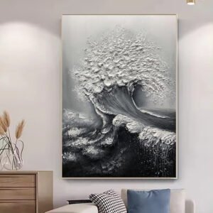 Abstract 3D Ocean Wave Thick Art Hand-painted Oil Painting Room Decor Art Paintings Wall Pictures Artwork For Home Decor