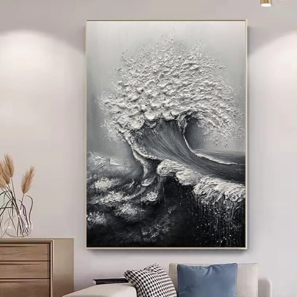 Abstract 3D Ocean Wave Thick Art Hand-painted Oil Painting Room Decor Art Paintings Wall Pictures Artwork For Home Decor