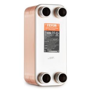 Heat Exchanger, 5"x 12" 50 Plates Brazed Plate Heat Exchanger, Copper/316L Stainless Steel Water To Water Heat Exchanger For Floor Heating, Water Heating, Snow Melting, Beer Cooling