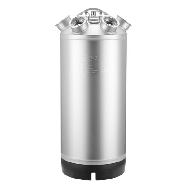 Cleaning Keg, 5 Gallon/19L Keg Line Cleaning Kit With 4 D Coupler Connections & Rubber Base, Beer Lines Cleaner Used For Beer Line Cleaning, 304 Stainless Steel Kegerator Beers Lines Cleaner Kit