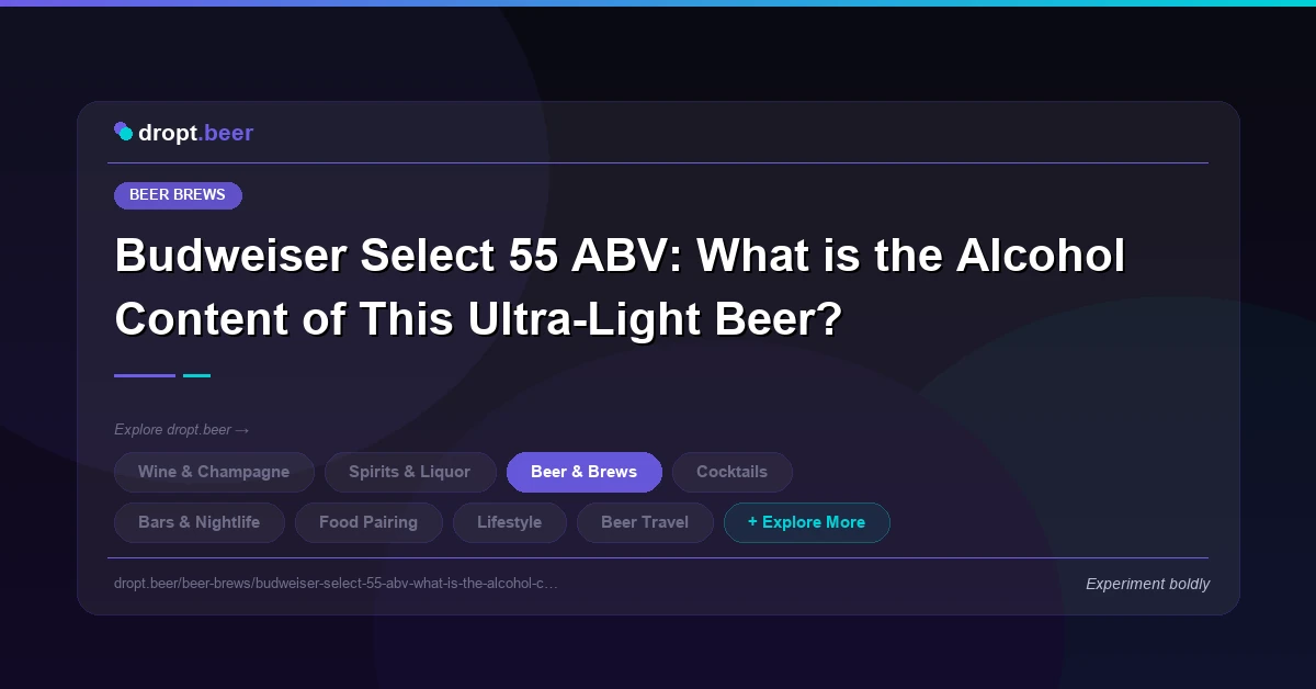 Budweiser Select 55 ABV: What is the Alcohol Content of This Ultra-Light Beer? | dropt.beer