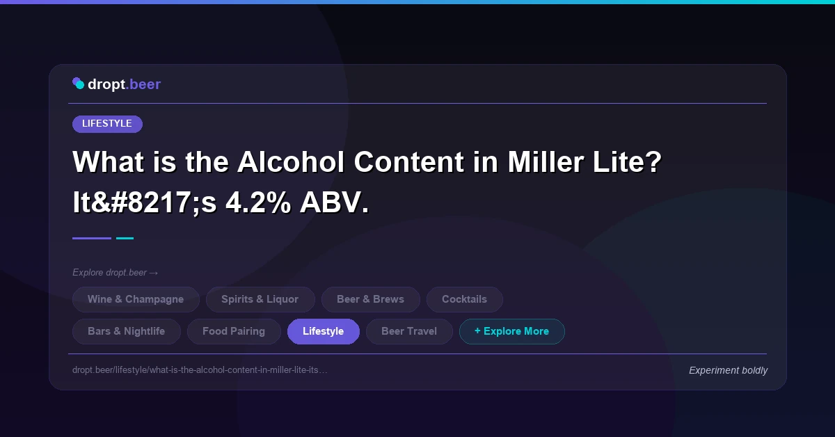 What is the Alcohol Content in Miller Lite? It’s 4.2% ABV. | dropt.beer