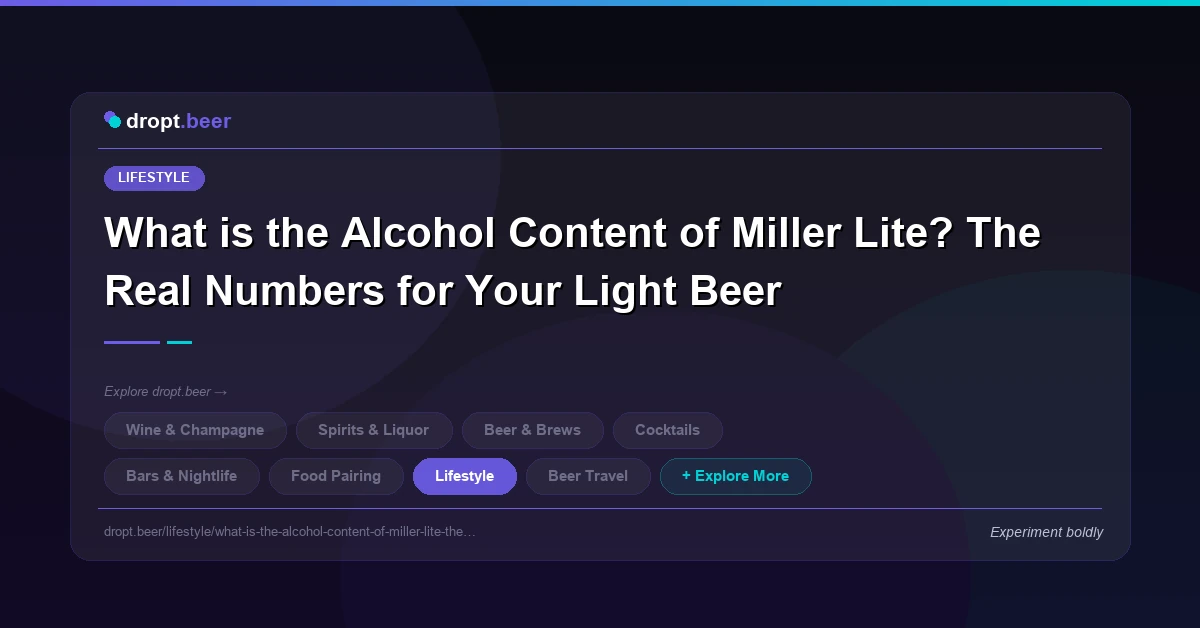 What is the Alcohol Content of Miller Lite? The Real Numbers for Your Light Beer | dropt.beer
